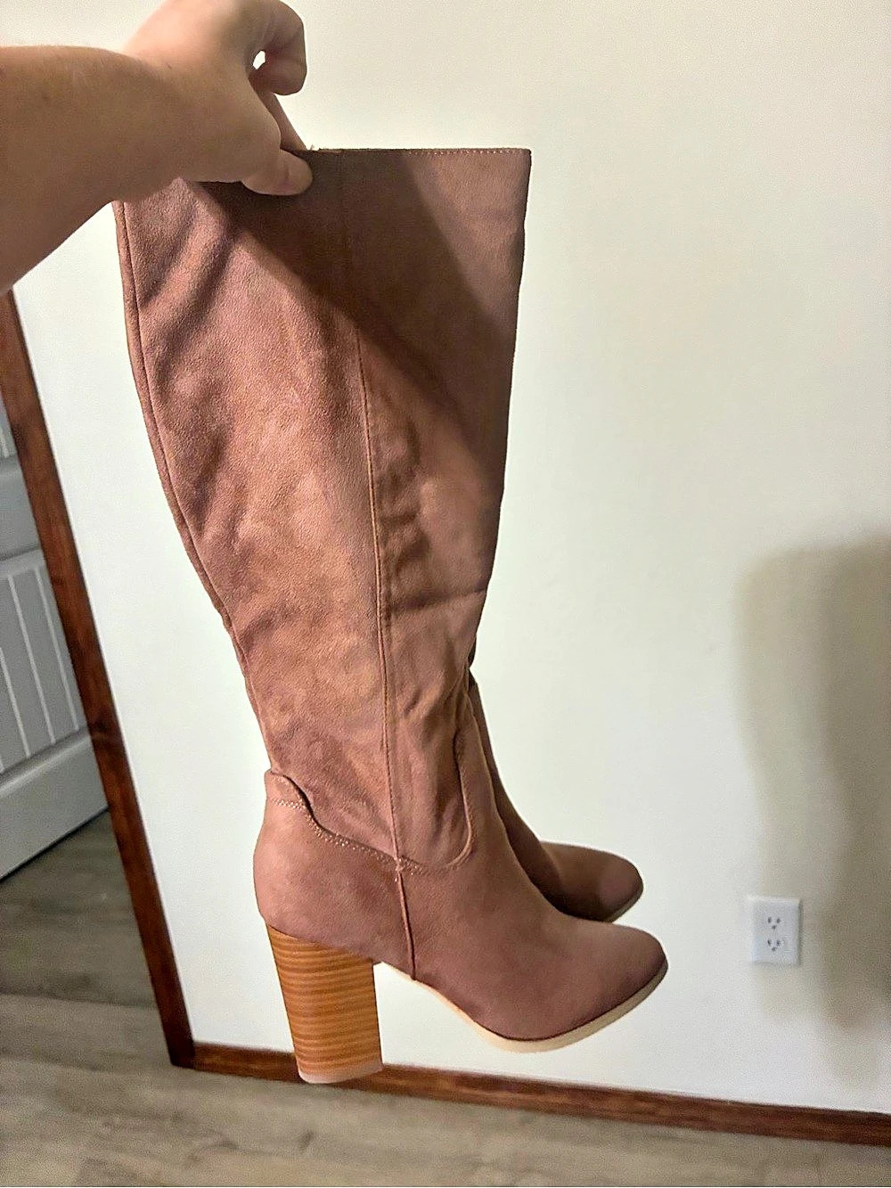 Brown Knee High Heeled Boots